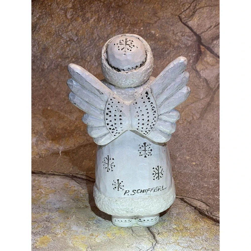 Pam Schifferl White Christmas Folk Art Angel with Dove By Midwest 7